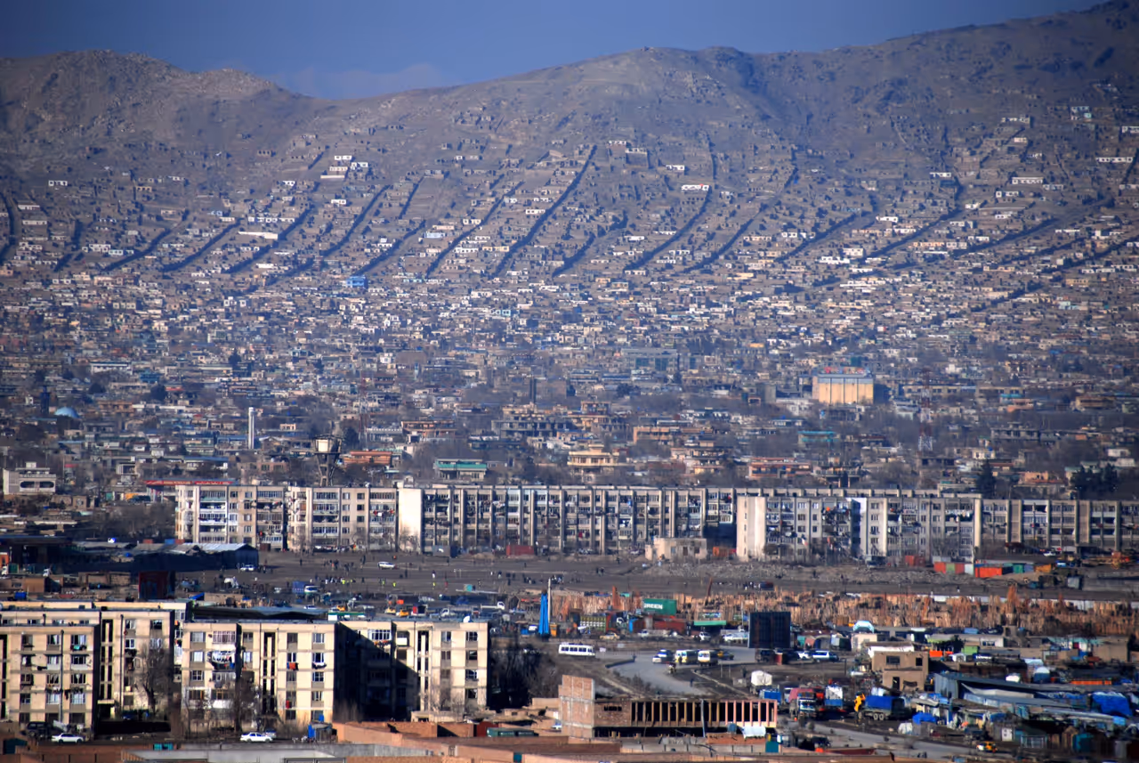View on settlement "Microrayon" in Kabul in Afghanistan, 2009.