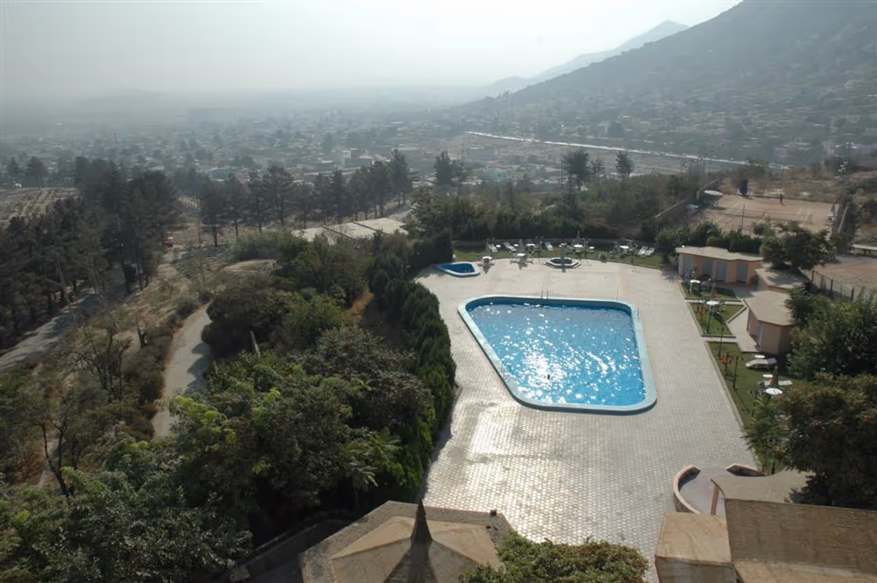 Intercontinental hotel terrace nightlife spot in Kabul