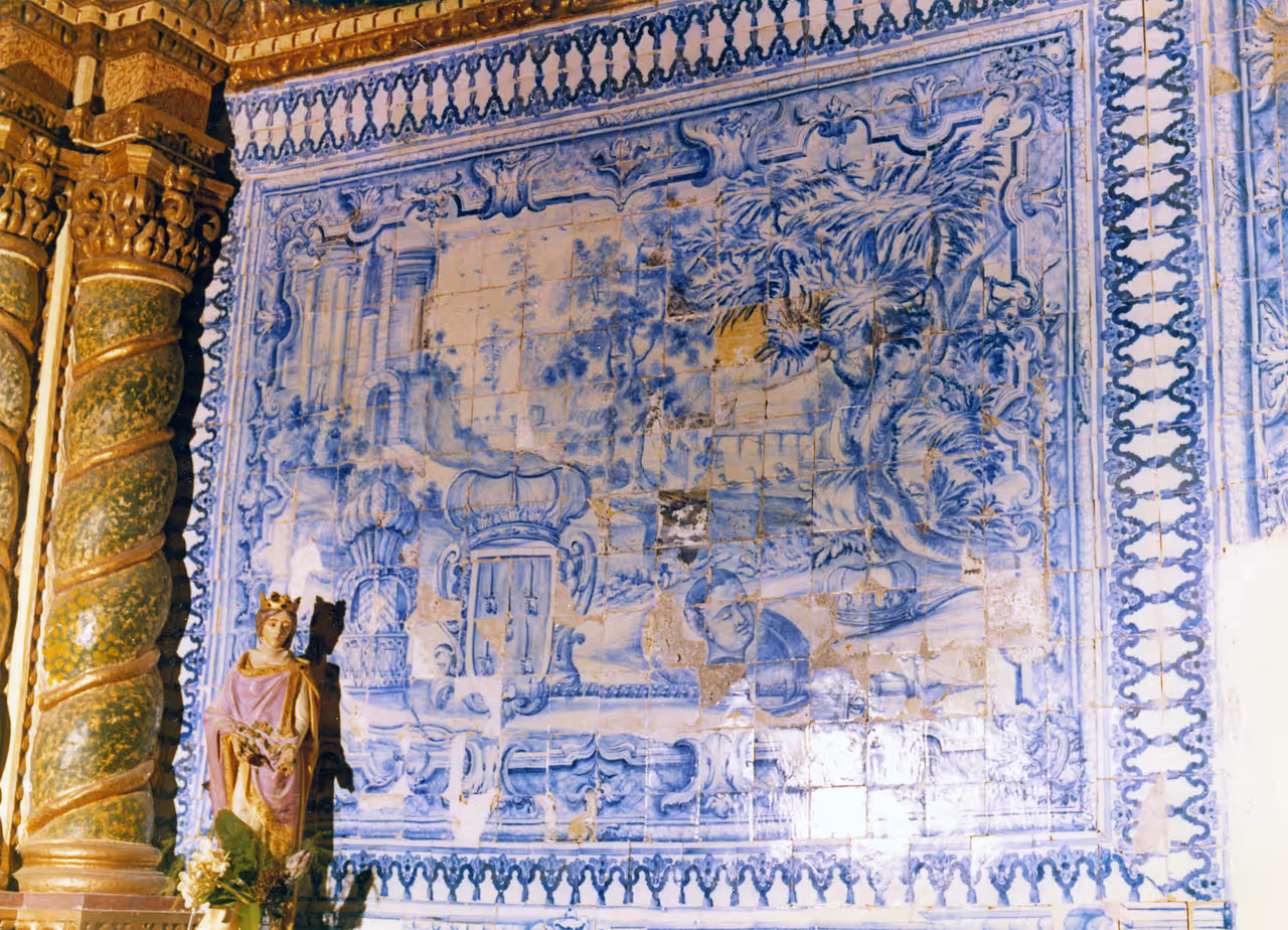 Tile panel inside Navegantes Chapel in Luanda