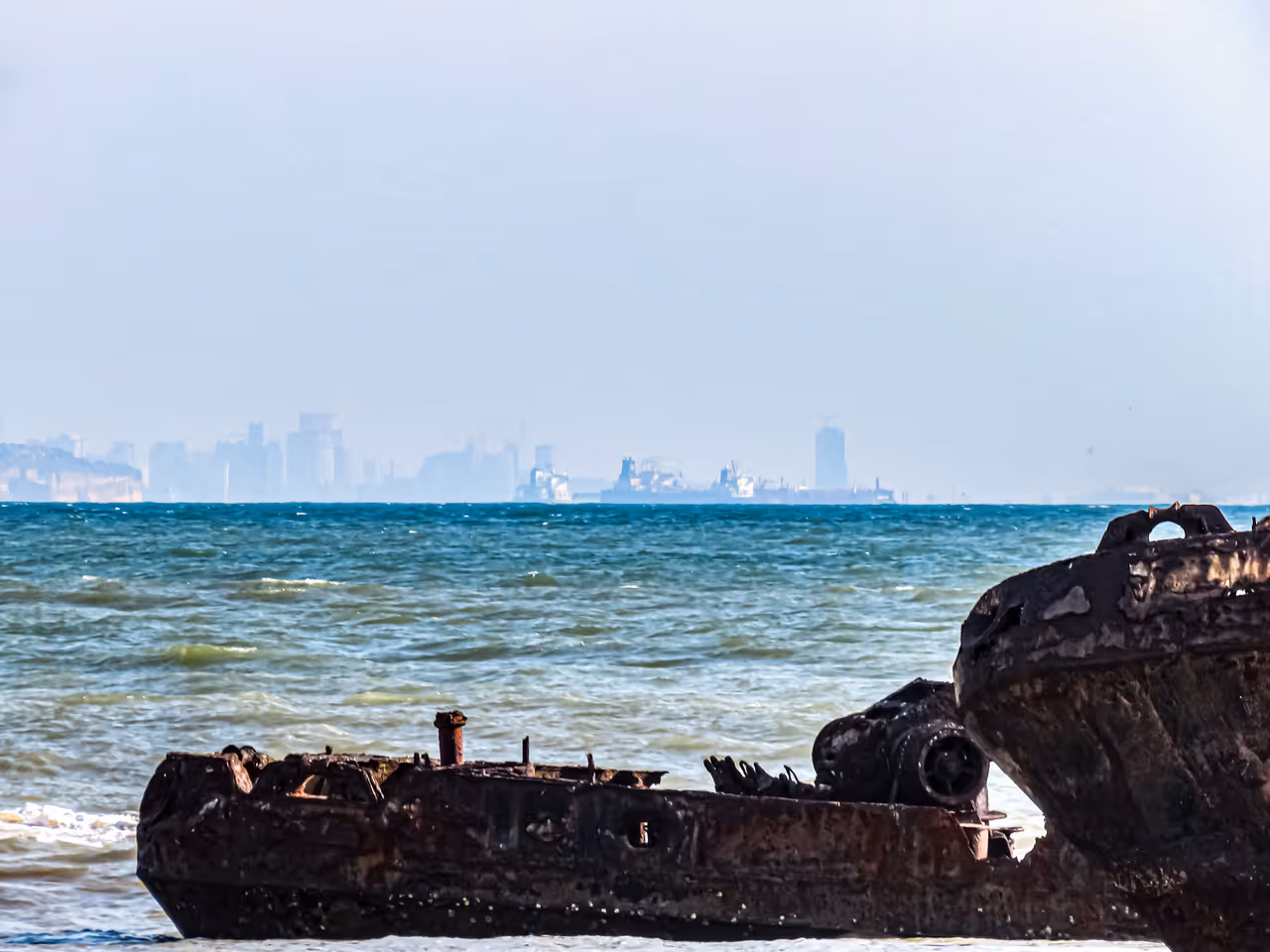 Old docks at the shipwreck beach near Luanda in Angola