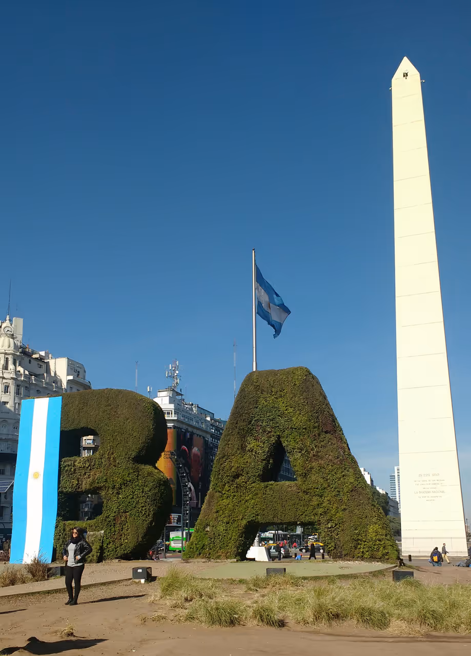 The Obelisco on Corrientes Avenue