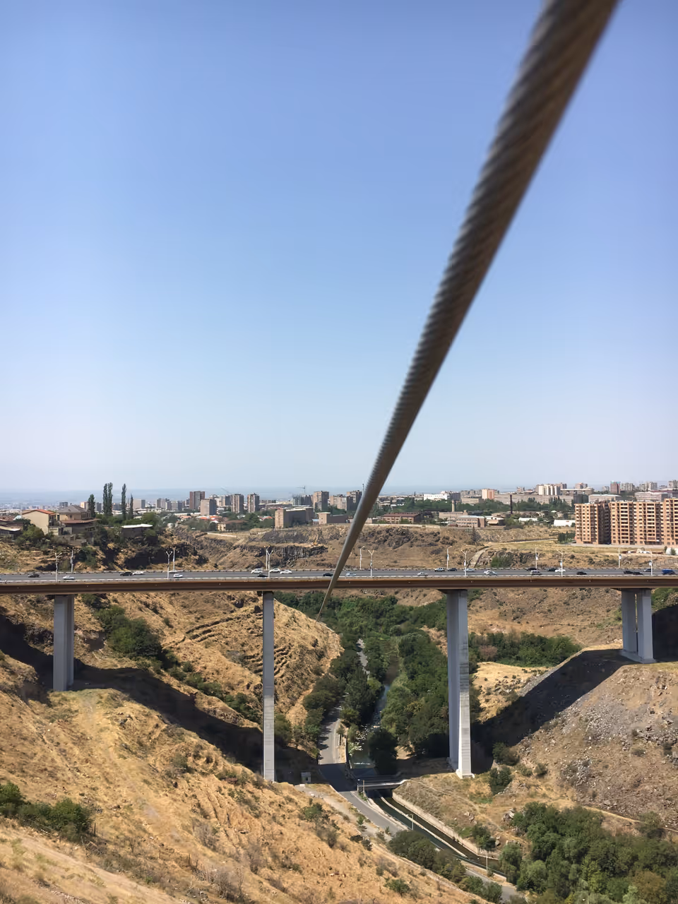 Ziplining across the hrazdan river in Yerevan