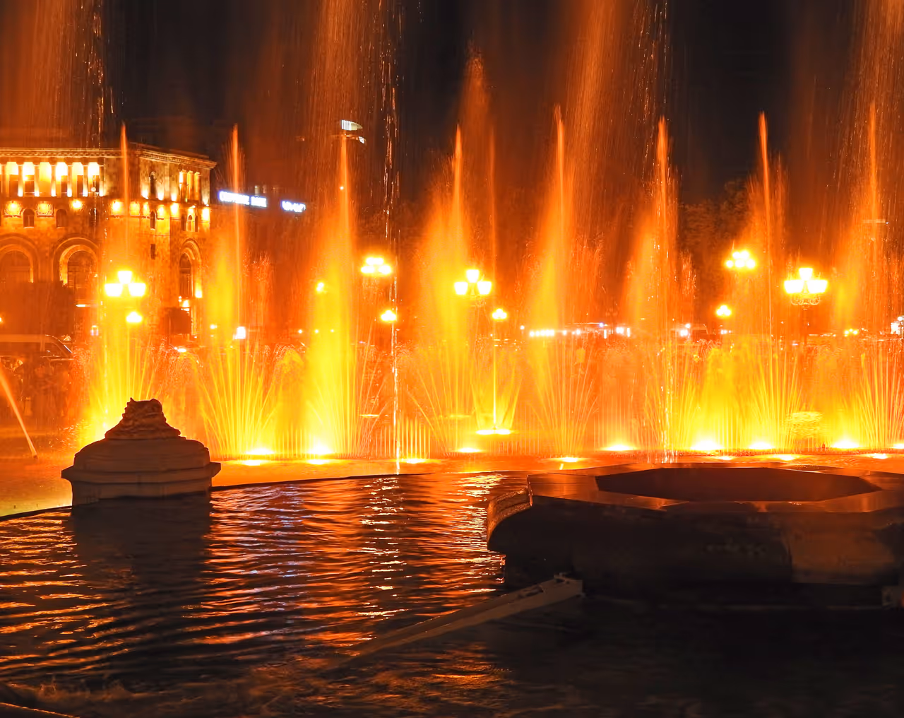 Water games on the Republic Square in Yerevan