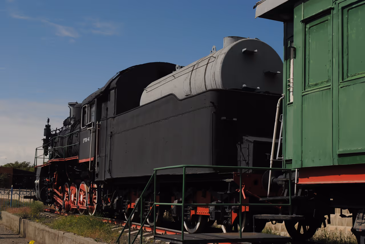 Locomotive Эш705-46 outside the Armenian Railways Museum, at Yerevan railway station, Yerevan, Armenia.