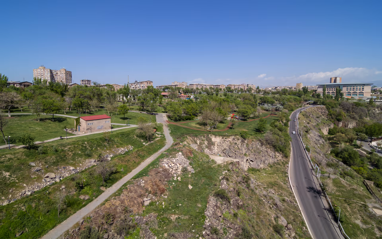 Tumanyan Park situated along the Hrazdan River gorge in Yerevan, Armenia.