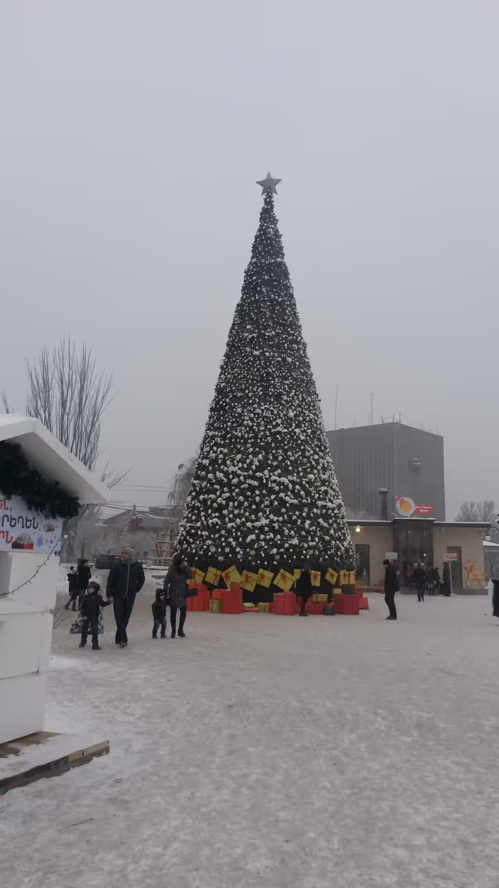 Winter ice skating and snow views highlight in Yerevan