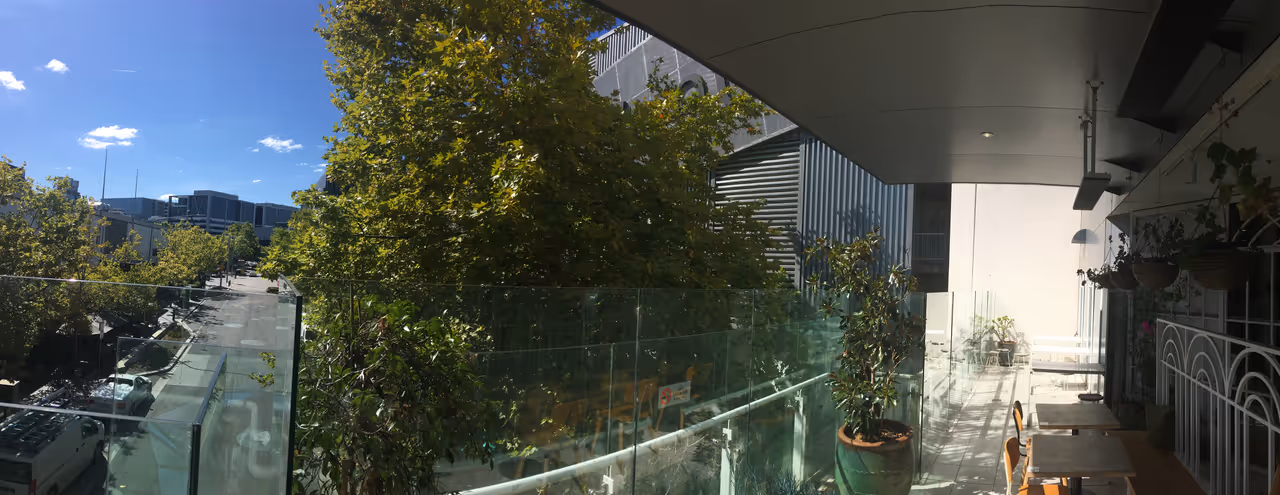 A cafe located on the Bunda Street skybridge at the Canberra Centre.