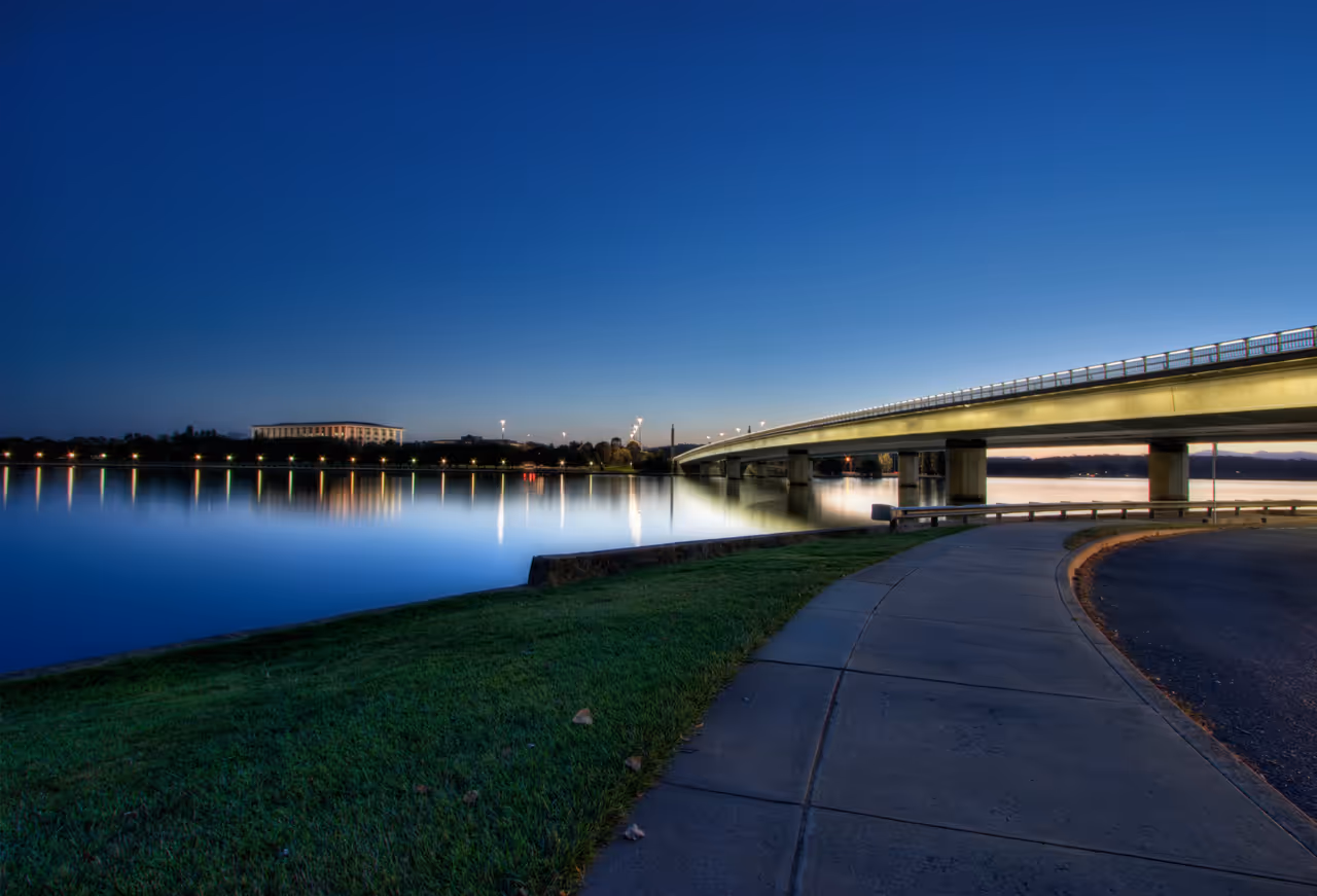 Night in canberra on the foreshores of the Lake Burley Griffin