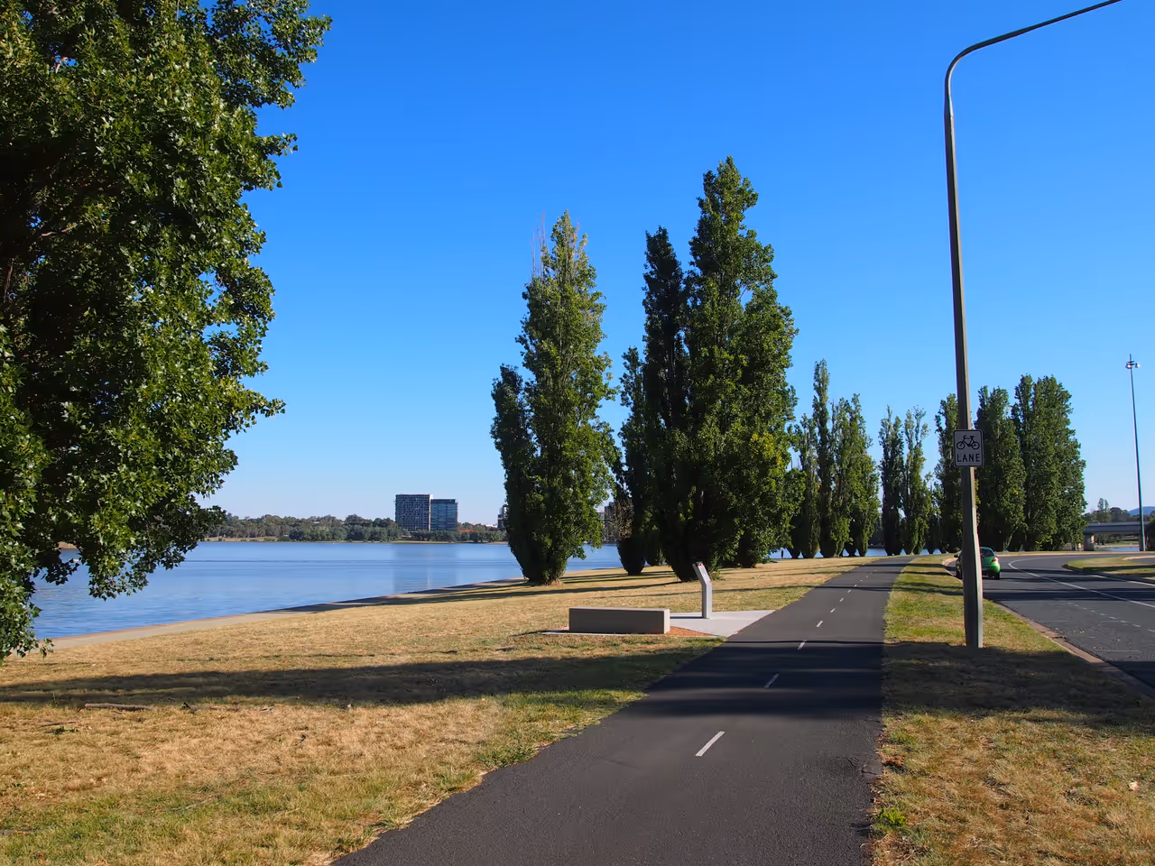 A Bicycle path near the southern shore of Lake Burley Griffin