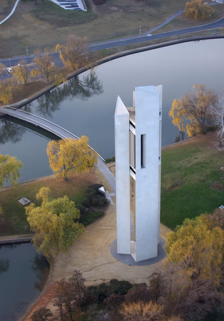Aerial view of National Carillon, Canberra