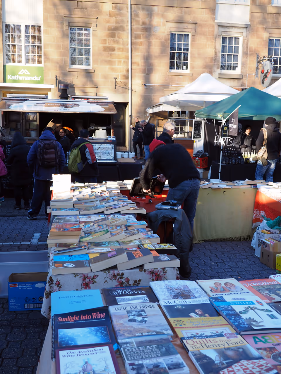 A second-hand book stall at Salamanca Market