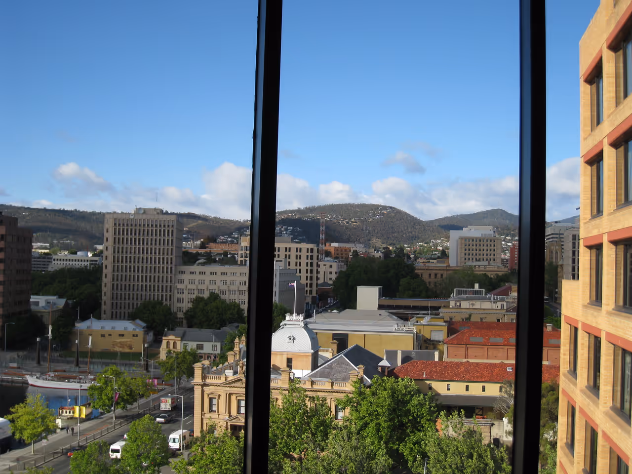 View from the Hotel Grand Chancellor over Hobart