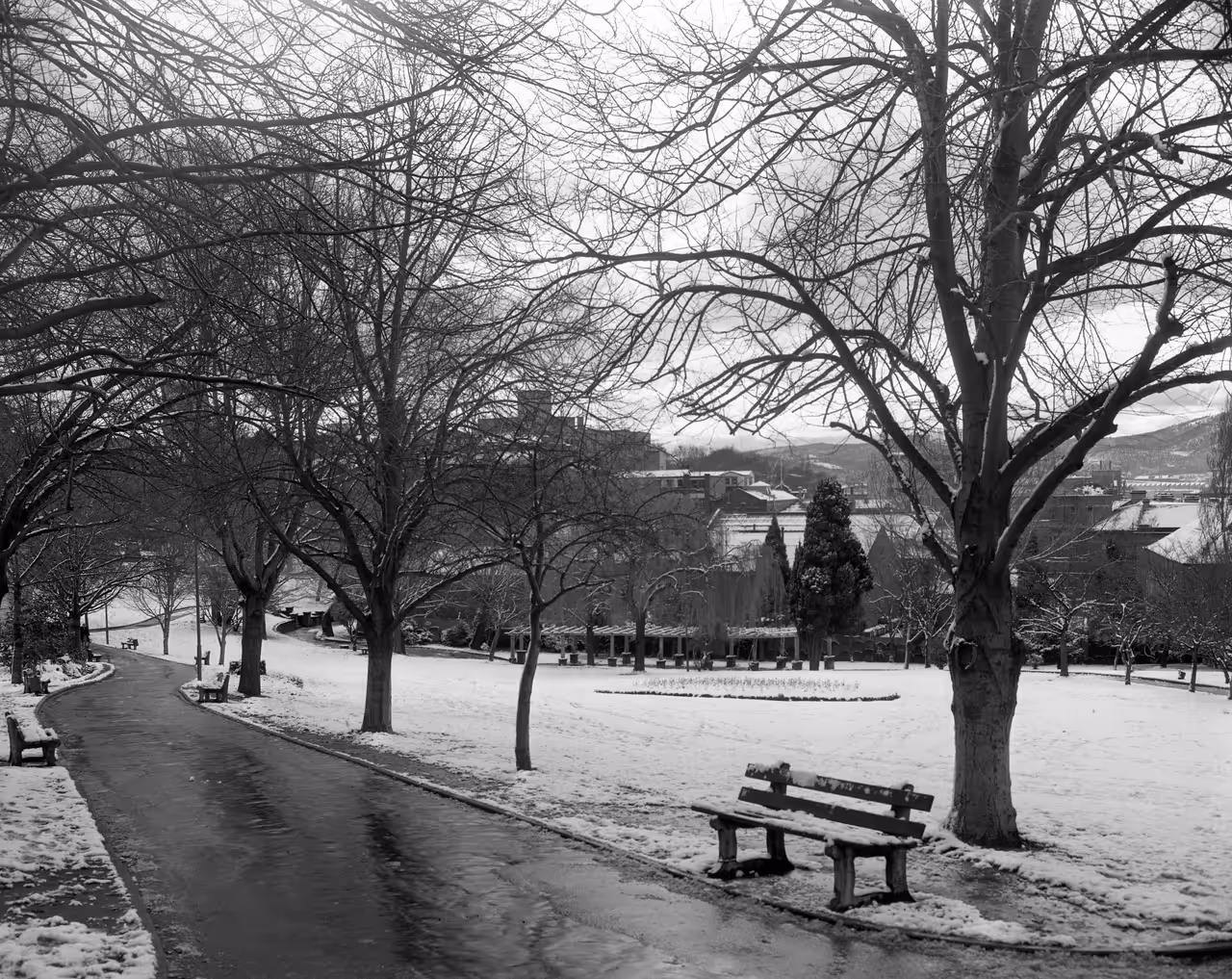 St David's Park, Hobart under snow