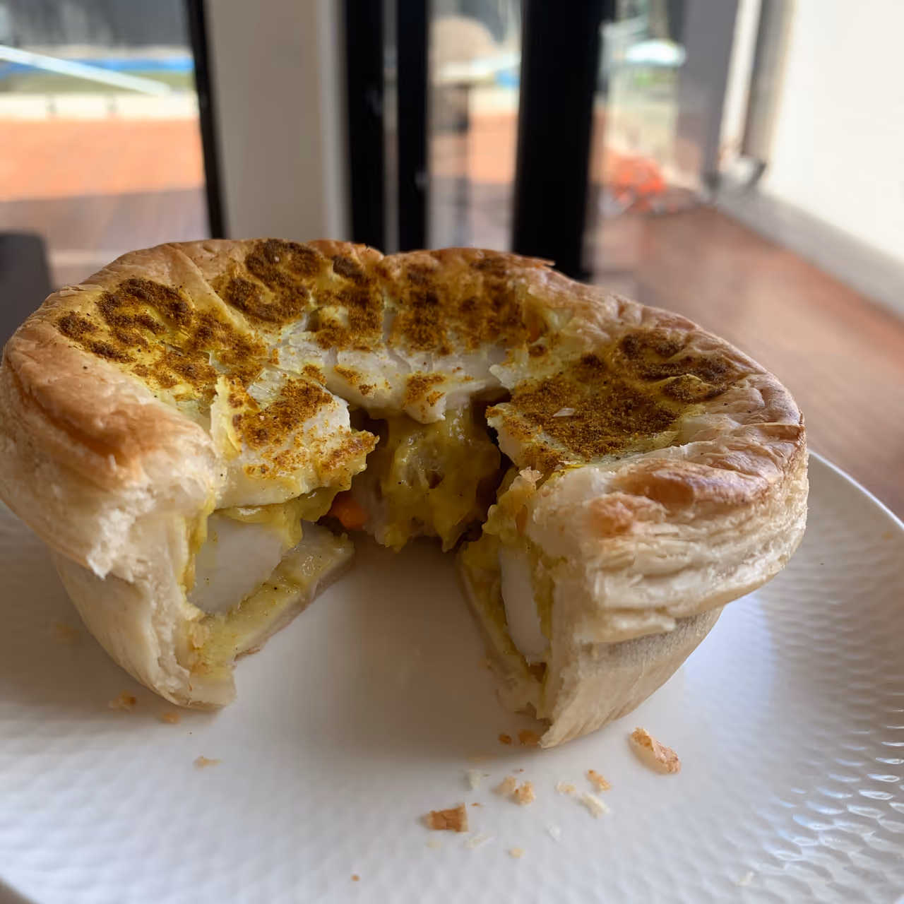 Curried scallop pie food in Hobart