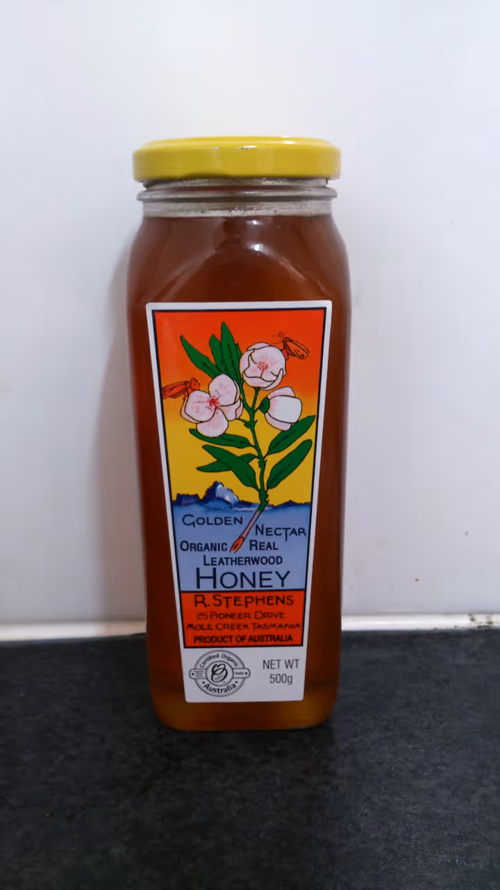 Leatherwood honey bottle in Hobart