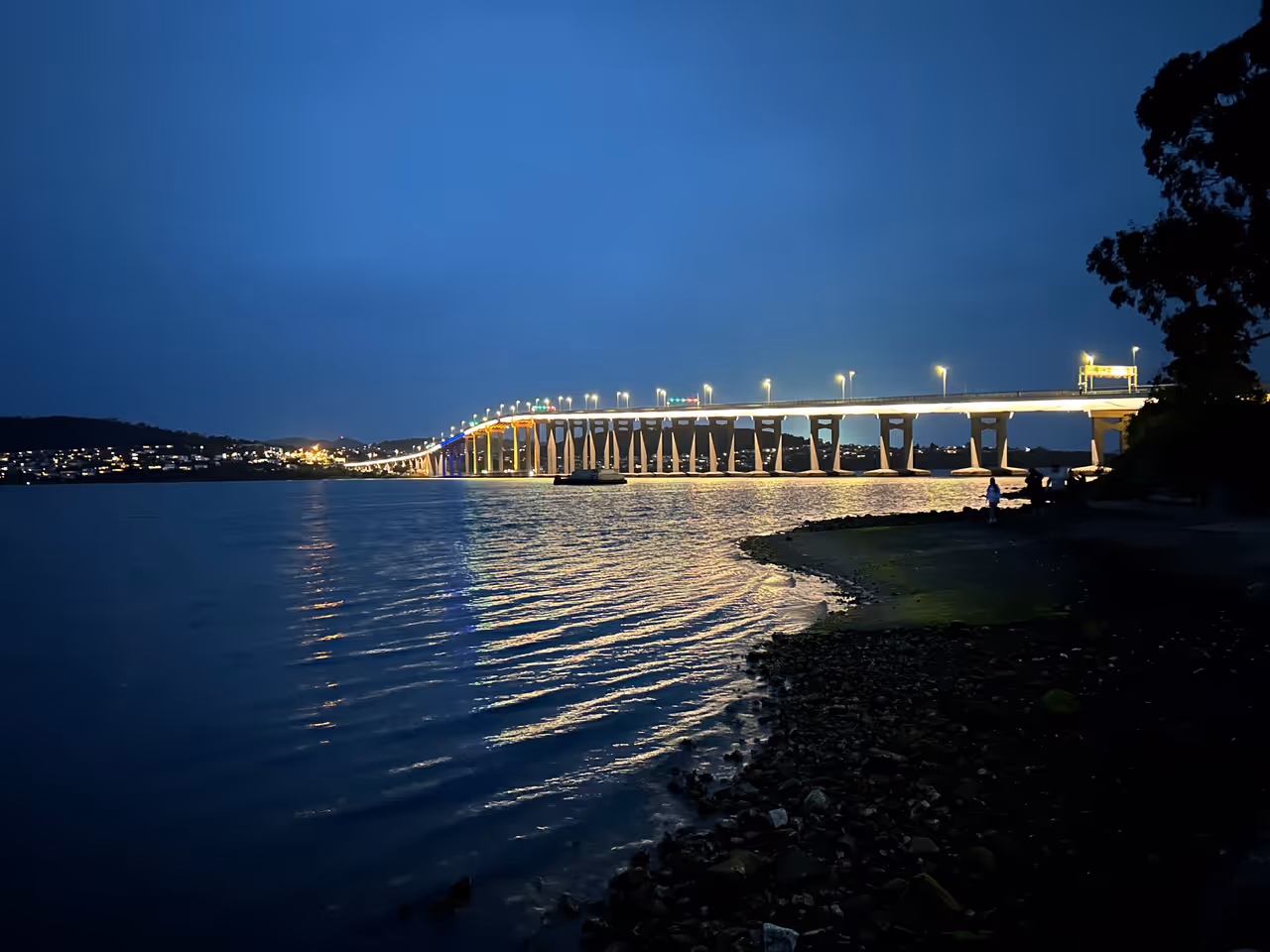 Tasman bridge from montagu bay in Hobart
