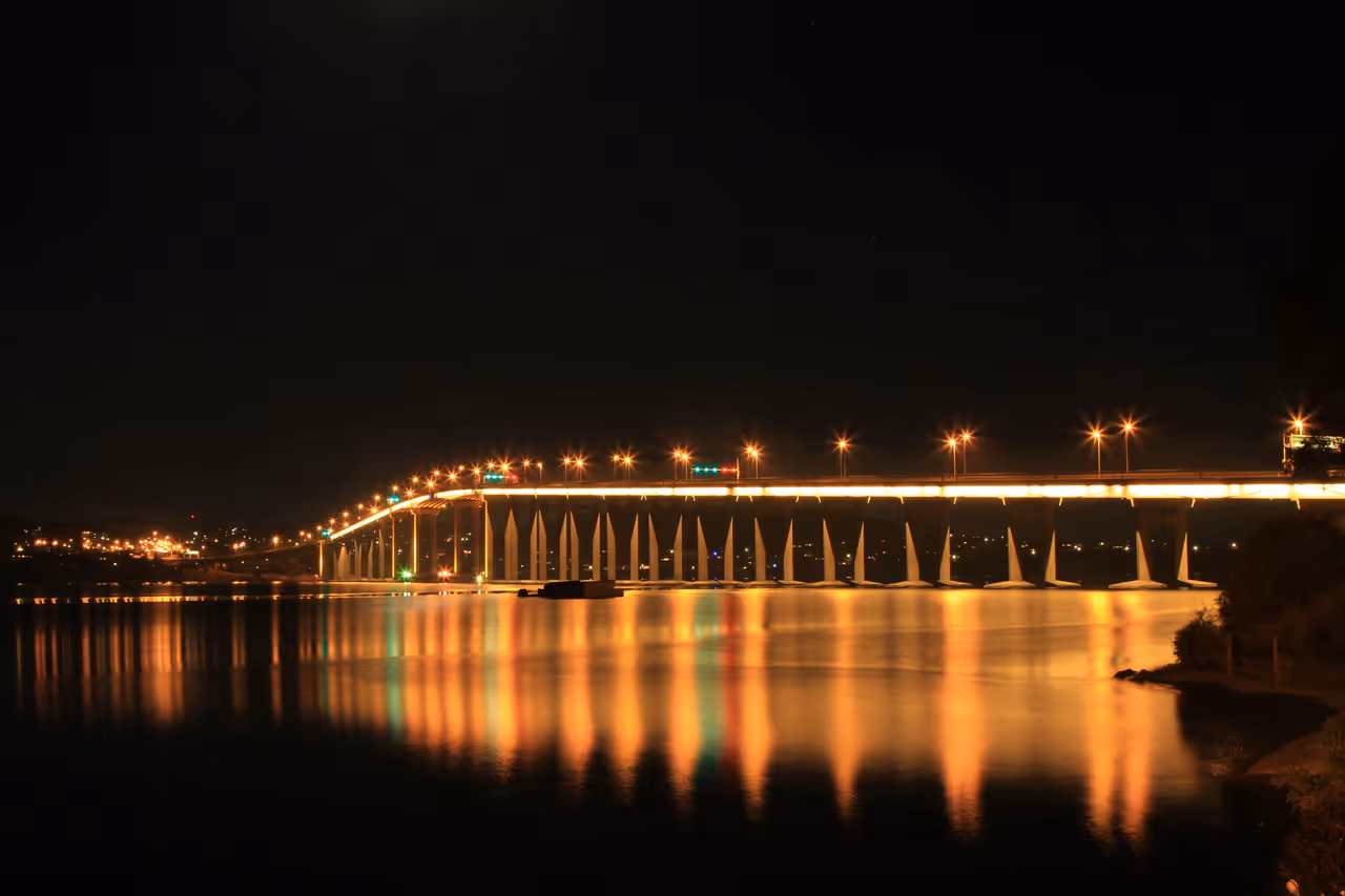 Tasman bridge from montagu bay in Hobart