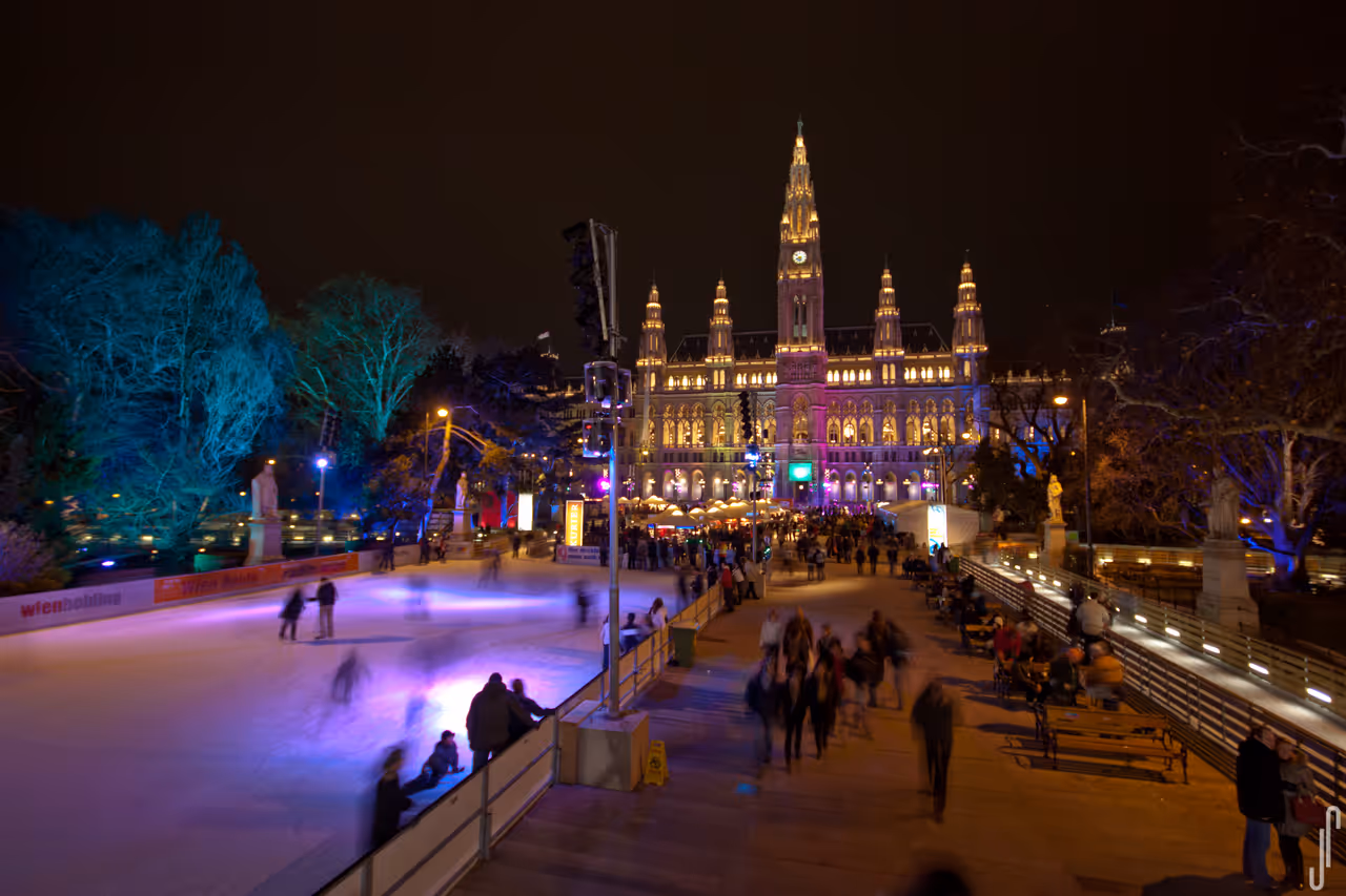 Ice skating at the city hall in Vienna