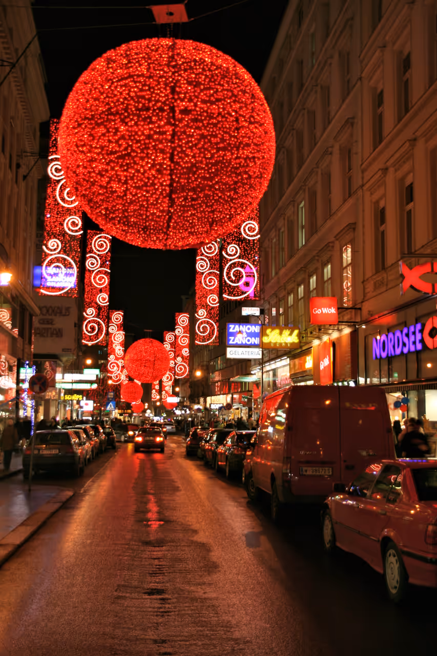 Christmas lights in Rotenturmstrasse street in Vienna Old Town, Austria.