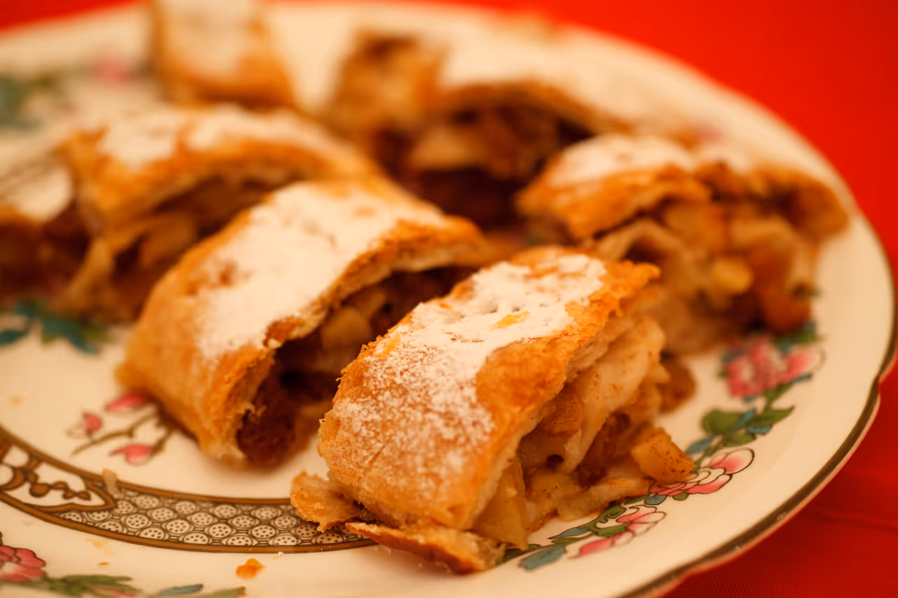 Apple strudel food in Vienna