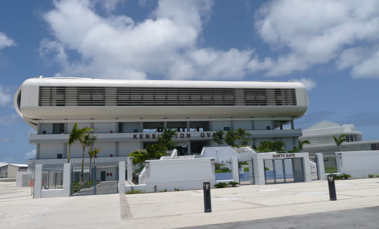 A picture of the North Gate at the Kensington Oval.
