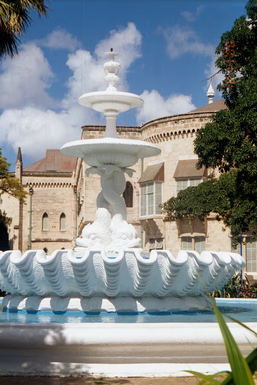 This fountain built in 1865, commemorates the introduction of piped water in Bridgetown.
