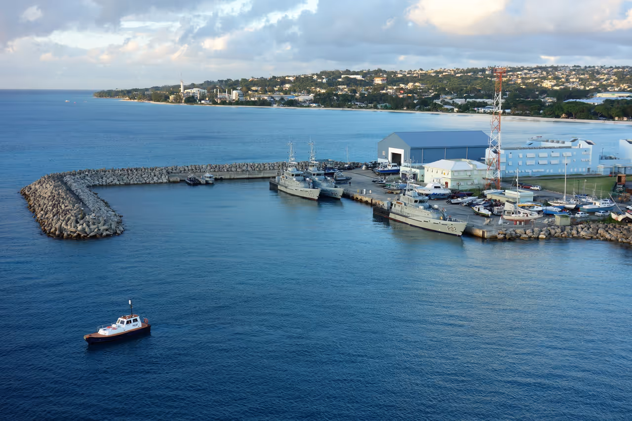Patrol boats of Barbados moored in Bridgetown