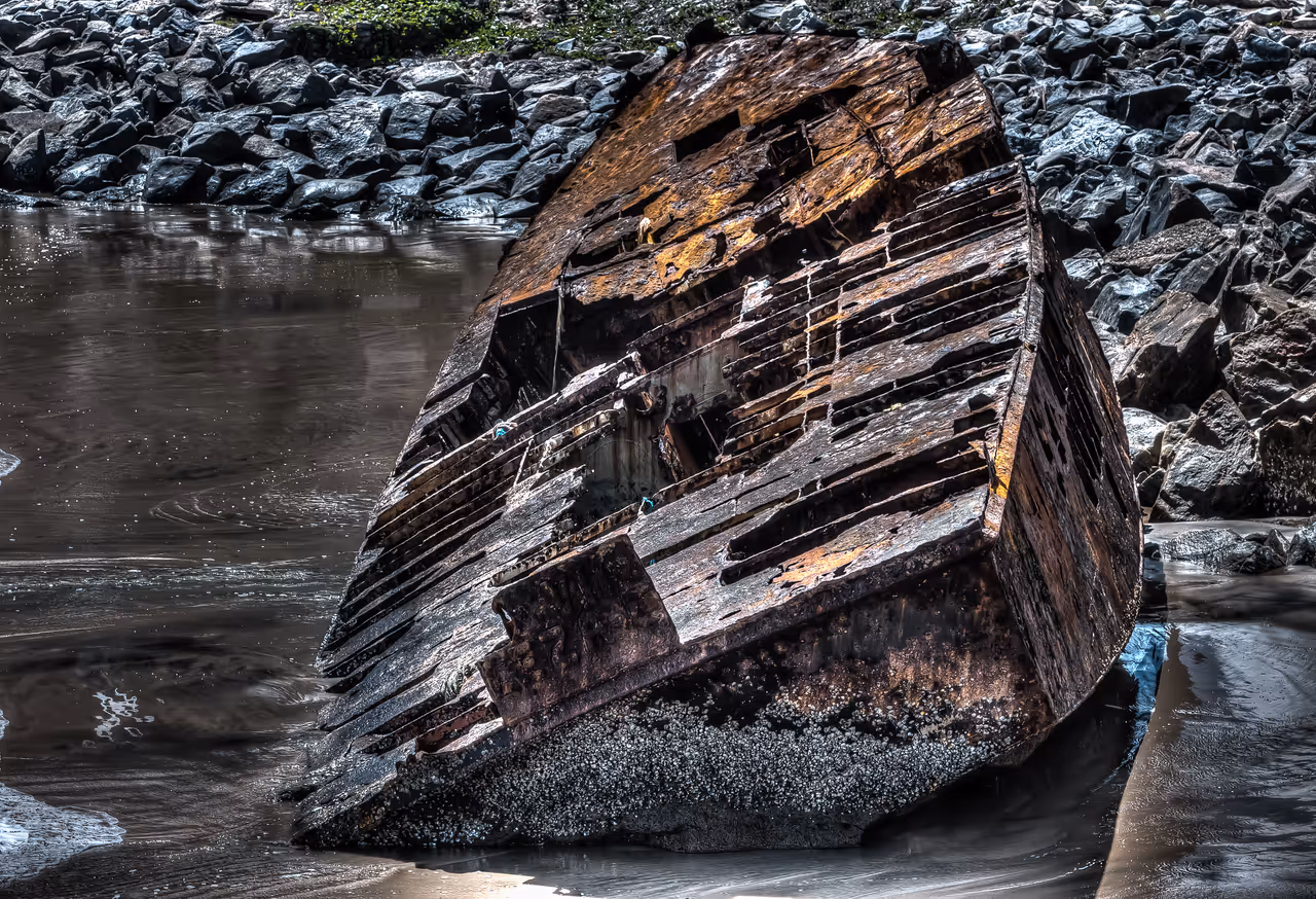 Washed up old Boat in fortaleza