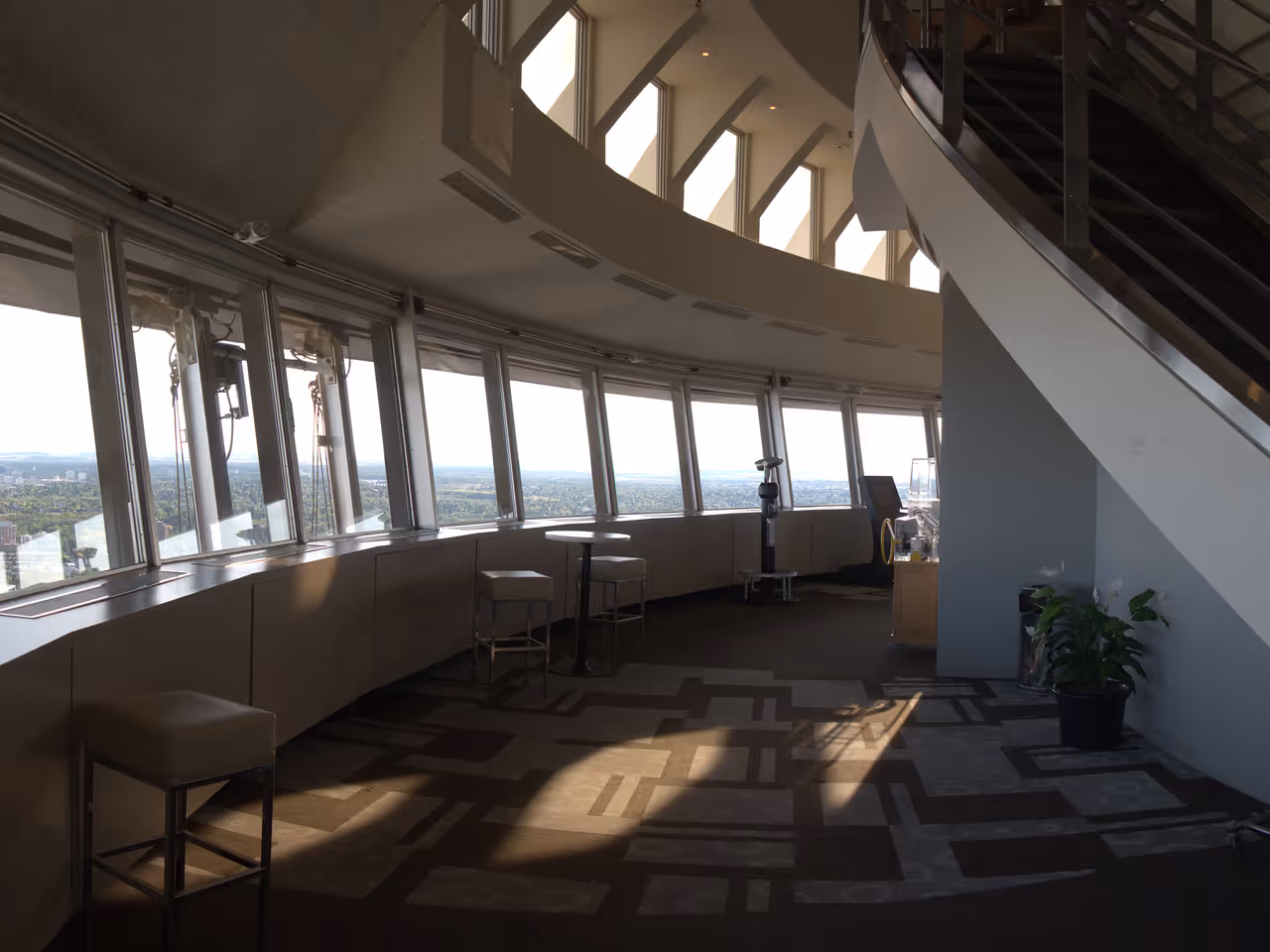 View of the south portion of the Calgary Tower observation deck