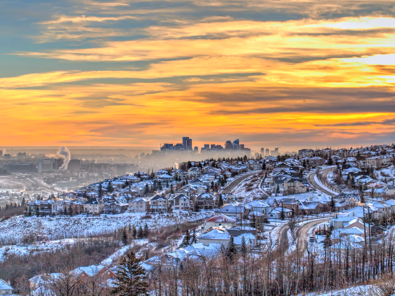 Foggy Calgary during sunrise