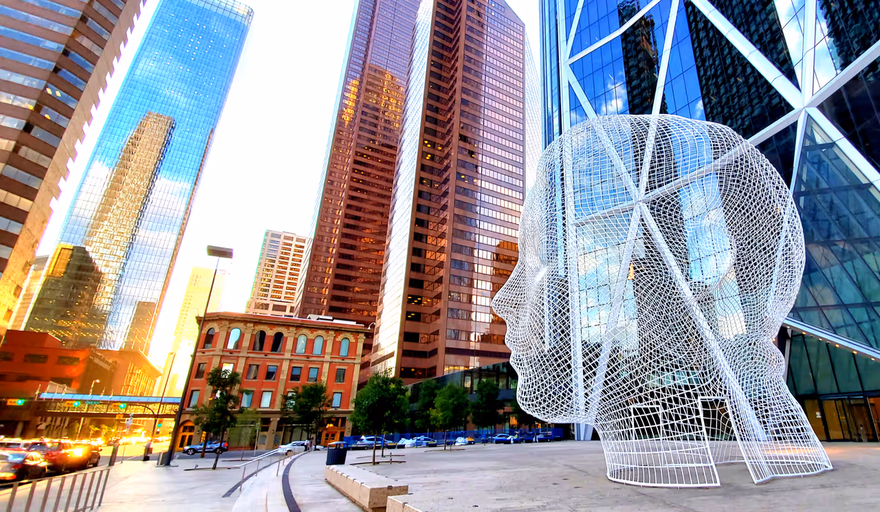 Wonderland sculpture at the bow in Calgary