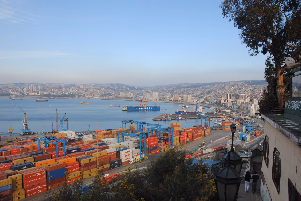 View of the harbour of Valparaíso, Chile