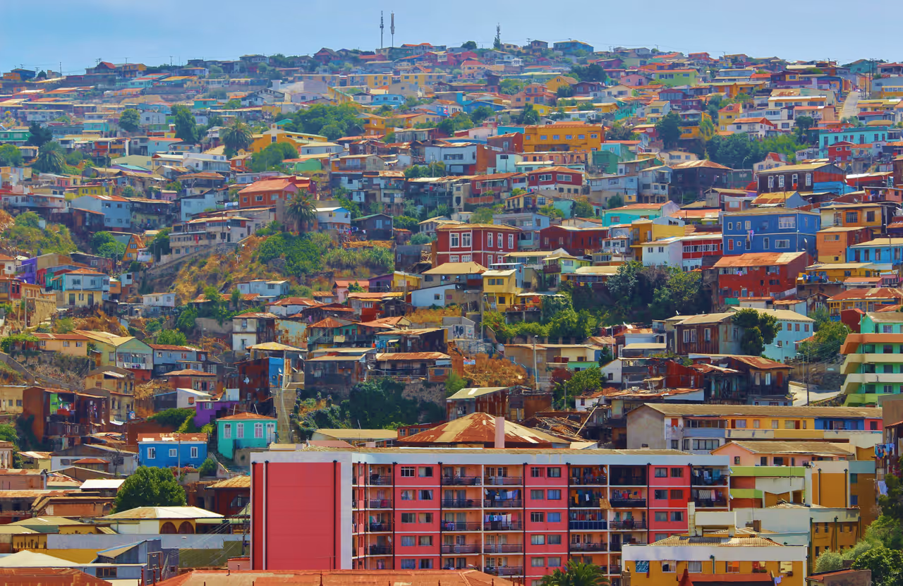 Views of valparaíso, showing colourful houses