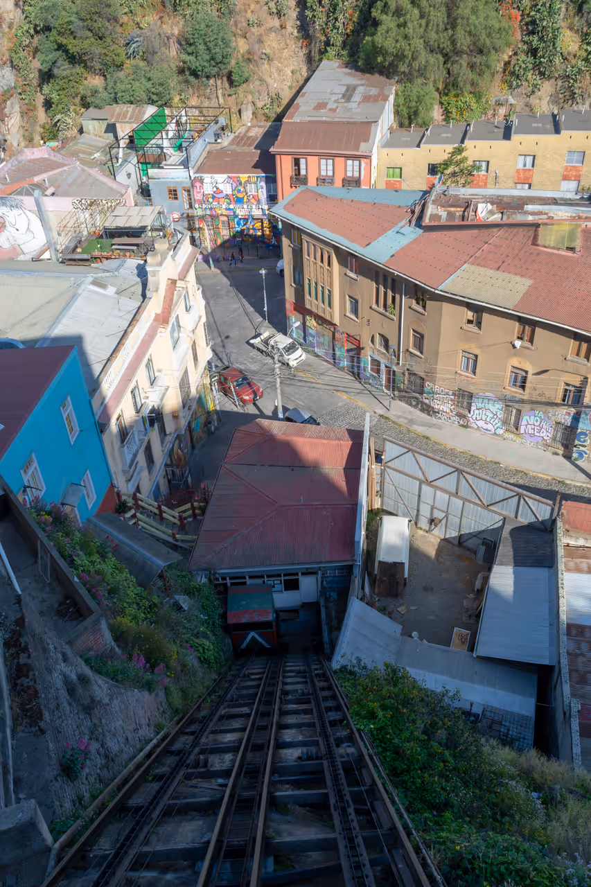 Reina victoria funicular tracks in Valparaíso