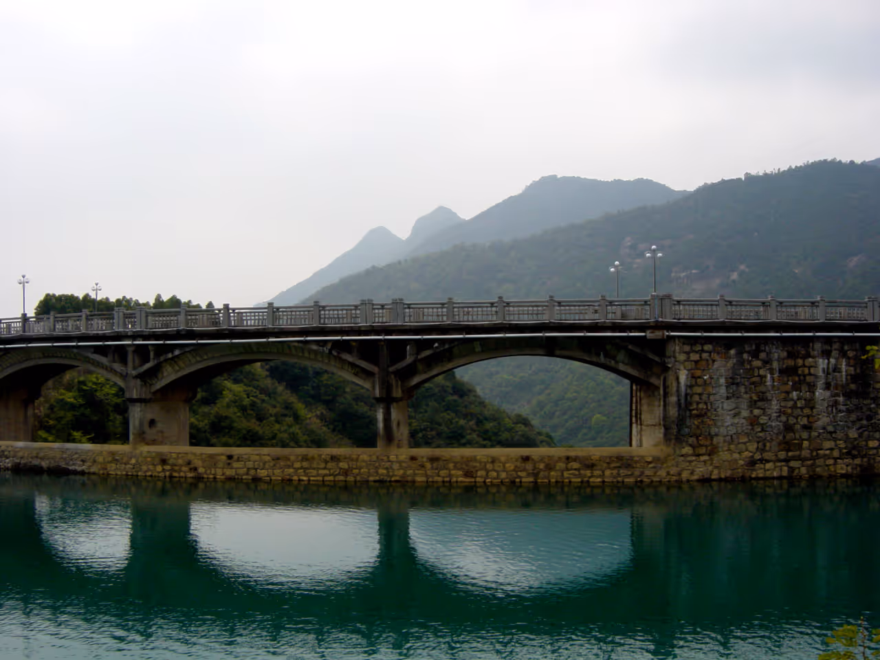 Bridge with mountains in the background in guangzhou