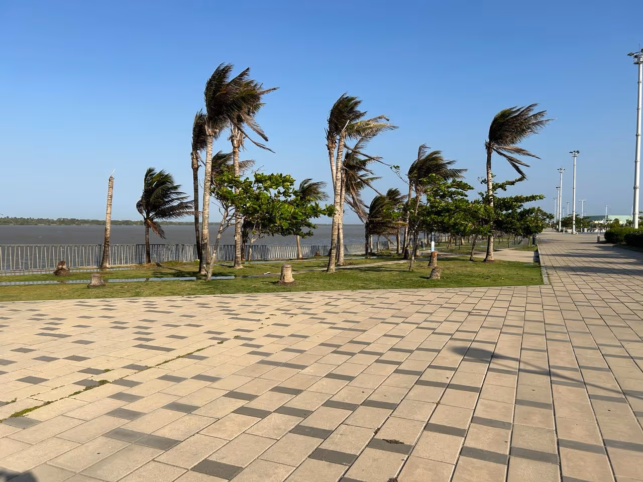 Cycling along the riverfront in Barranquilla