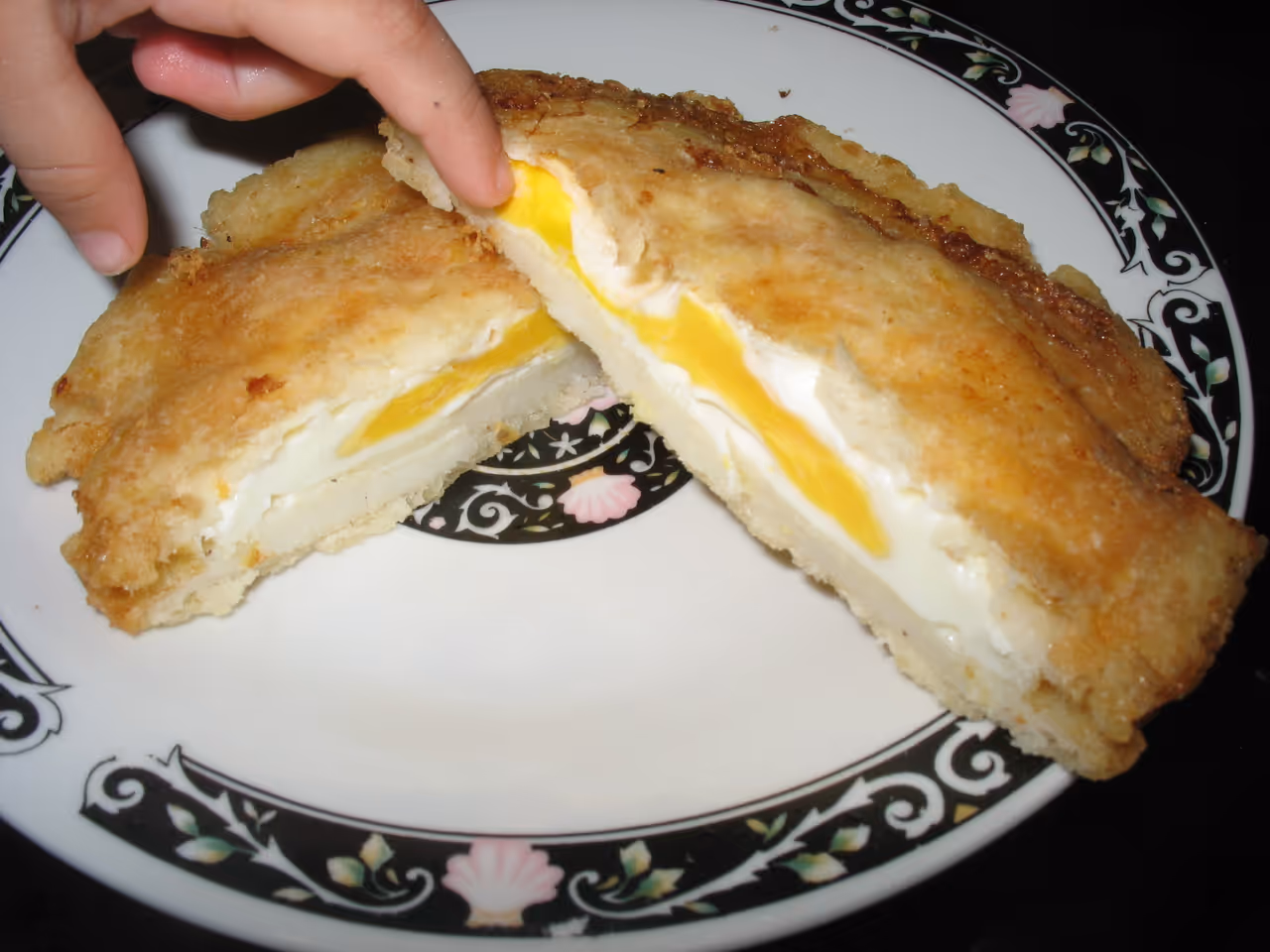 Inside of an arepa with egg