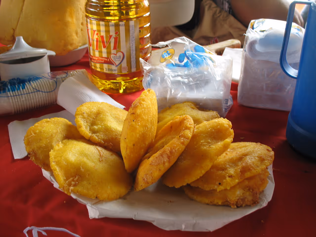 Arepa with egg.
