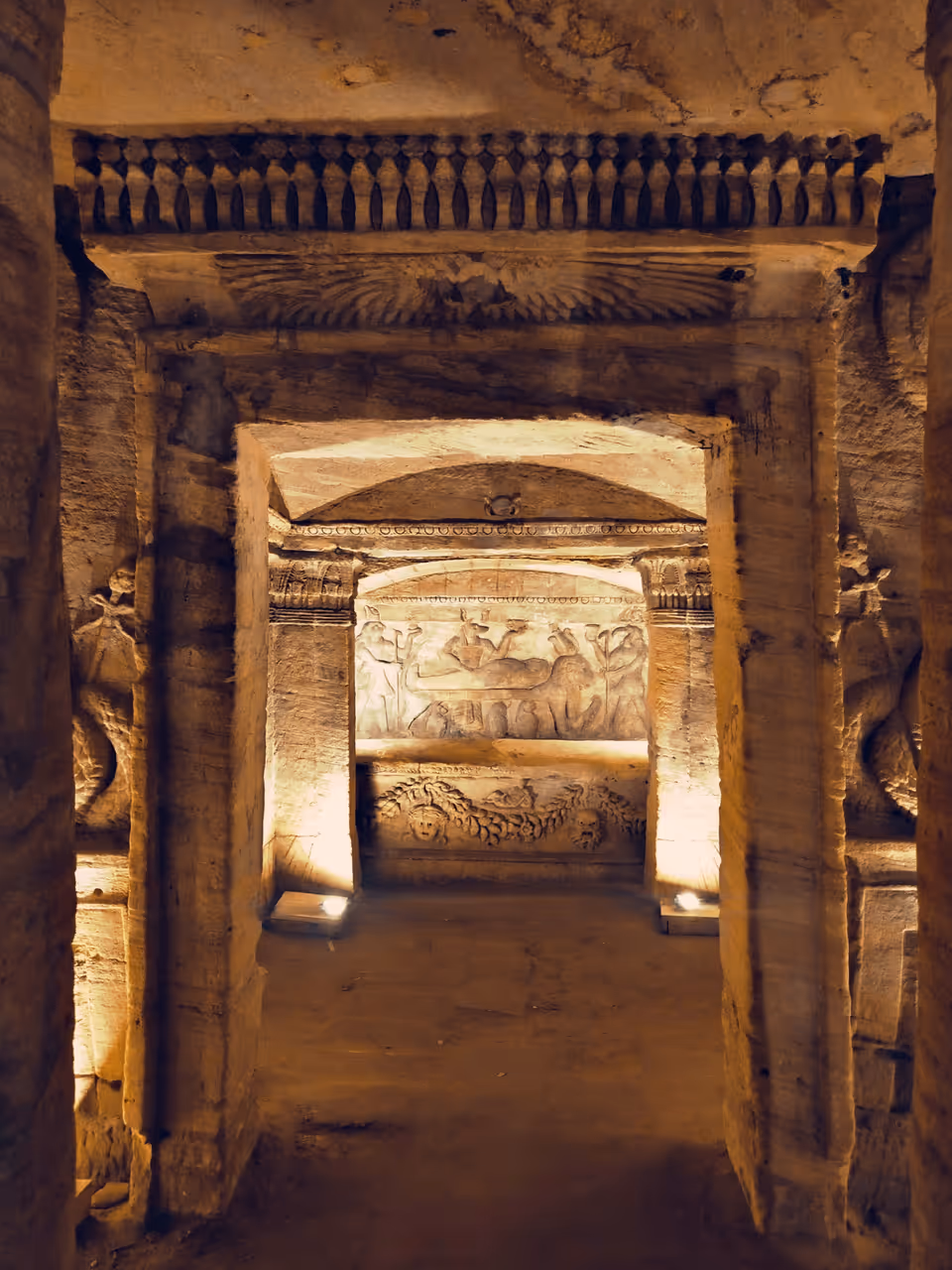 Explore the catacombs of kom el shoqafa in Alexandria