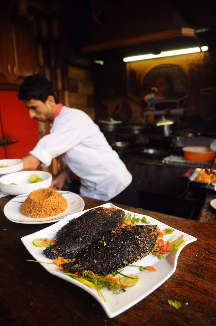 Fresh sea bass food in Alexandria