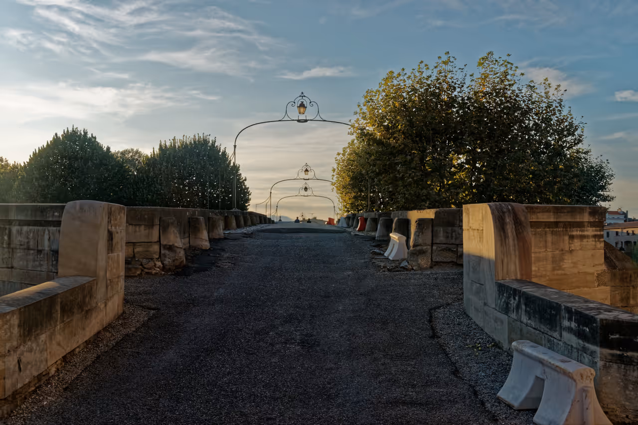 Cross the historic old bridge, Carcassonne