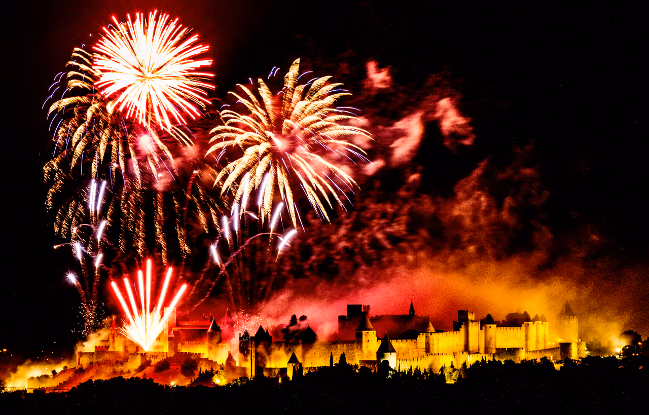 Burning of the city fireworks festival, Carcassonne