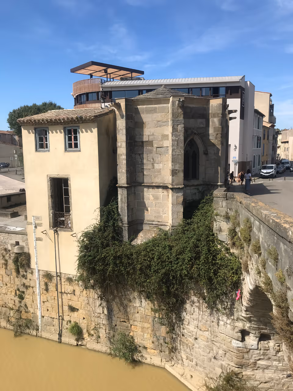 Chapelle Notre-Dame-de-Santé in Carcassonne overlooking the Aude River