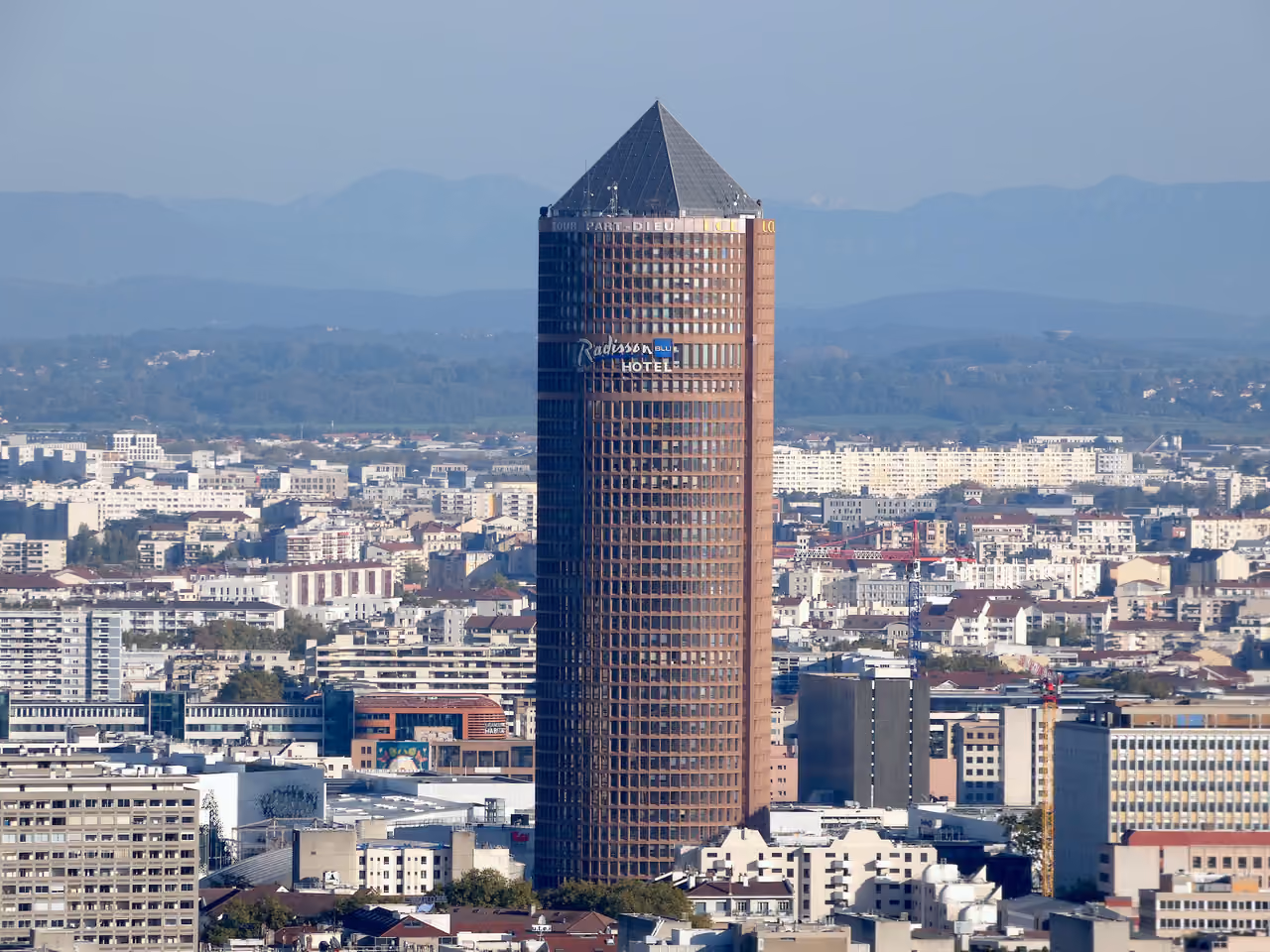 Radisson Blu Hotel at Tour Part-Dieu in Lyon seen from Fourvière hill