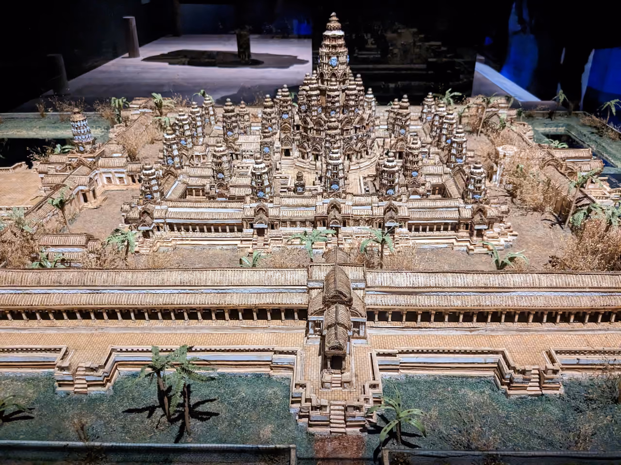 Scale model of the Bayon temple central shrine of Angkor Thom from Cambodia on display