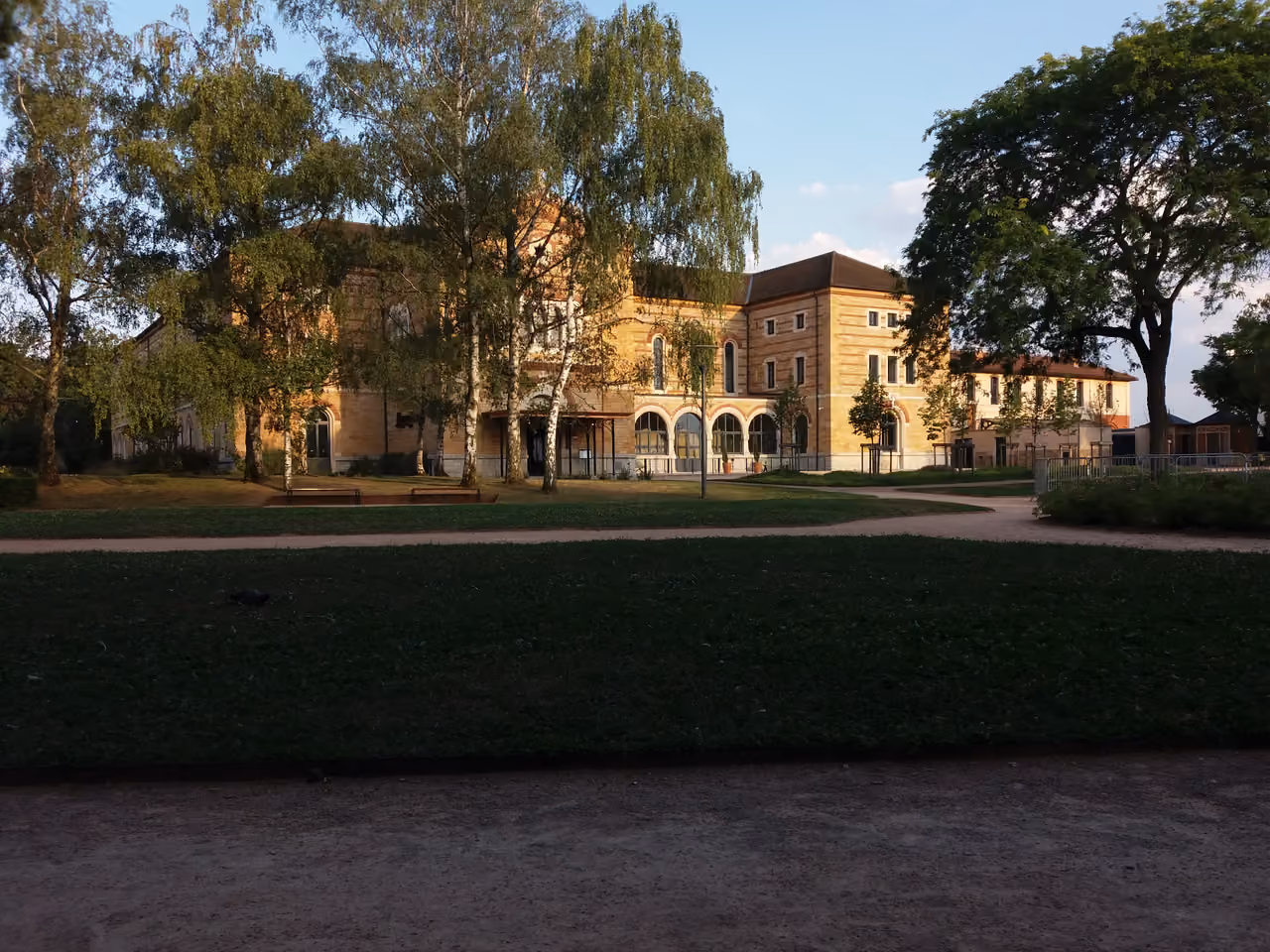Fourviere Hotel historic exterior and garden pathway