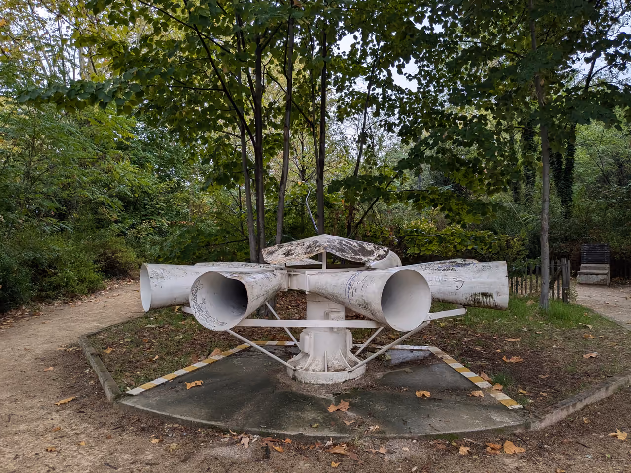 Old civil defence siren display at Parc Sergent Blandan