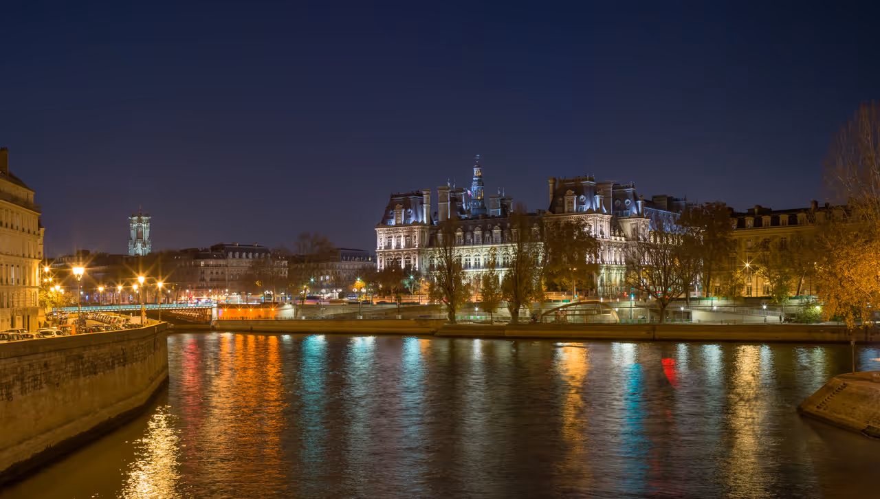 City hall in Paris at night