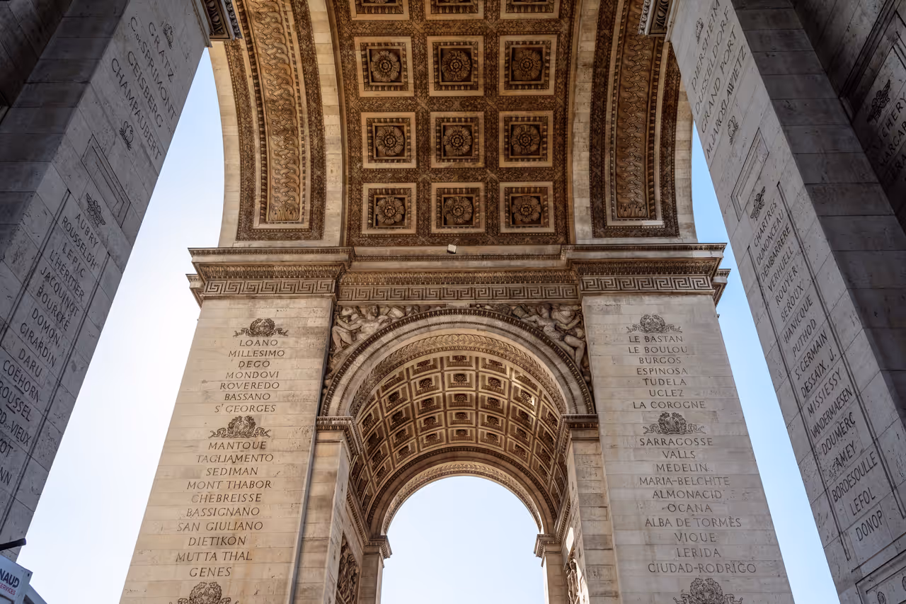 Under the Arc de triomphe in Paris