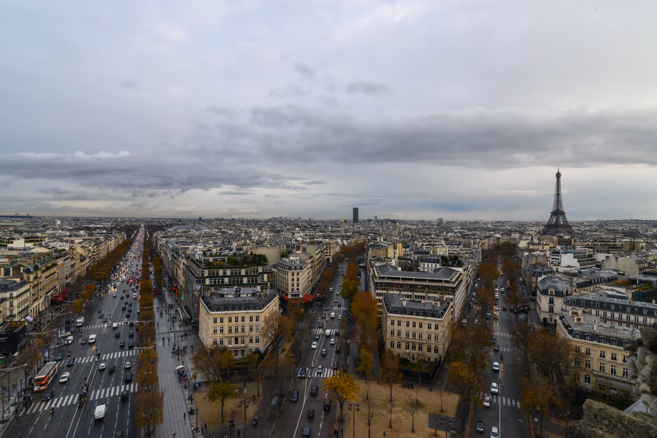View from the Arc de triomphe in Paris